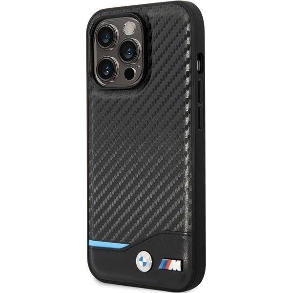 Coque BMW iPhone 13 Pro Max 6.7" noir hardcase Leather Carbon