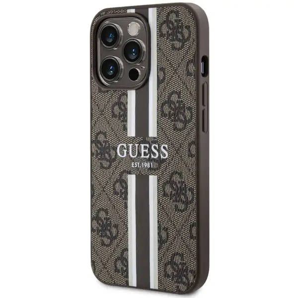 Coque Guess iPhone 13 Pro Max 6.7" marron hardcase 4G Printed Stripes MagSafe