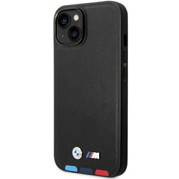 Coque BMW iPhone 15/14/13 6.1" noir Leather Stamp Tricolor