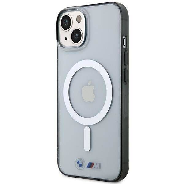 Coque BMW iPhone 14/15/13 6.1" transparent hardcase argent Ring MagSafe
