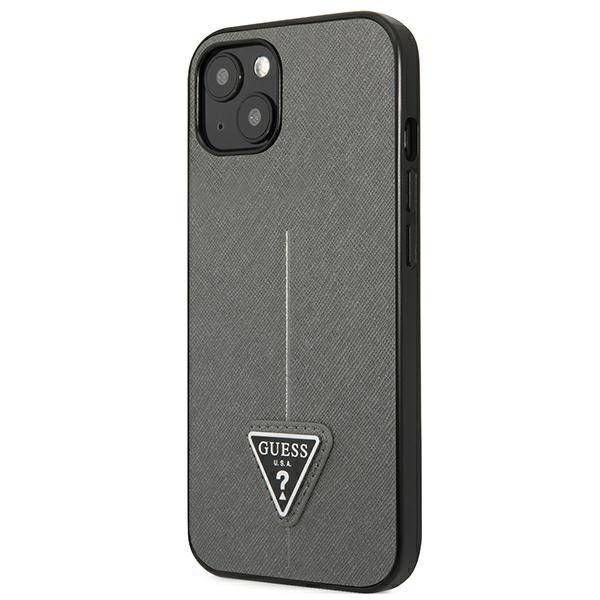 Coque Guess iPhone 14/15/13 6.1" argent hardcase SaffianoTriangle Logo