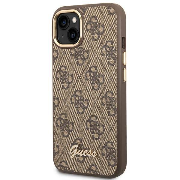 Coque Guess iPhone 14 Plus/15 Plus 6.7" marron hard case 4G Vintage Gold Logo