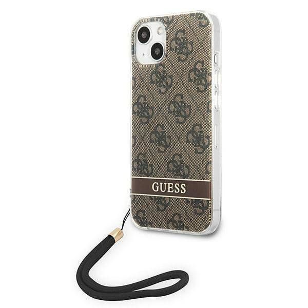 Case Guess iPhone 14 Plus/15 Plus 6.7" brown hardcase 4G Print Strap