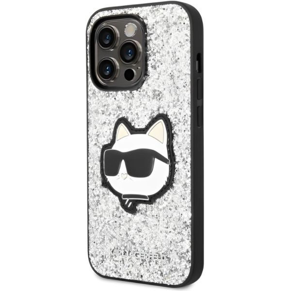 Coque Karl Lagerfeld KLHCP14XG2CPS iPhone 14 Pro Max 6,7" argent hardcase Glitter Choupette Patch