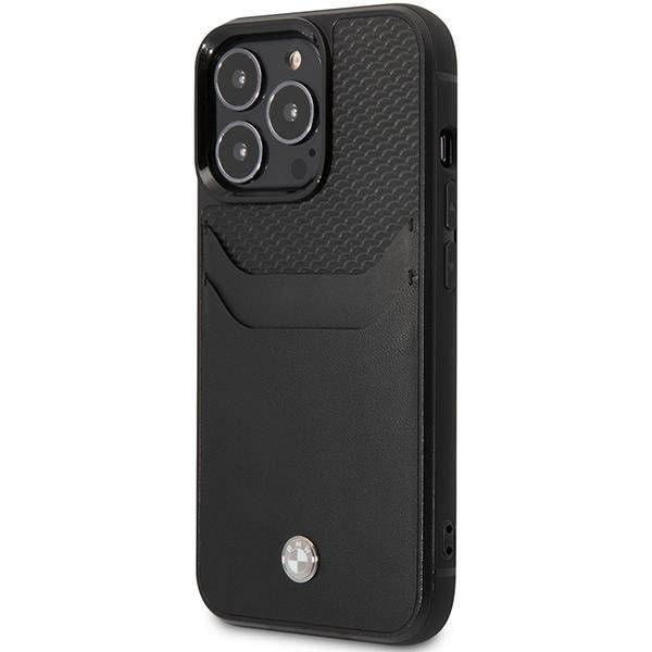 Coque BMW iPhone 14 Pro Max 6,7" noir Leather Card Slot