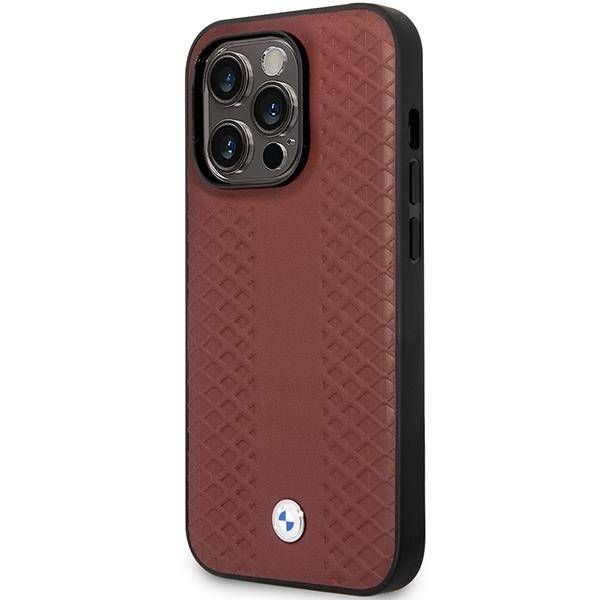 Coque BMW iPhone 14 Pro Max 6,7" burgundy Leather Diamond Pattern