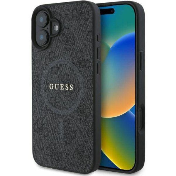 Coque Guess iPhone 16 Hardcase 4G Ring Classic Logo MagSafe (GUHMP16SG4GFRK) noir