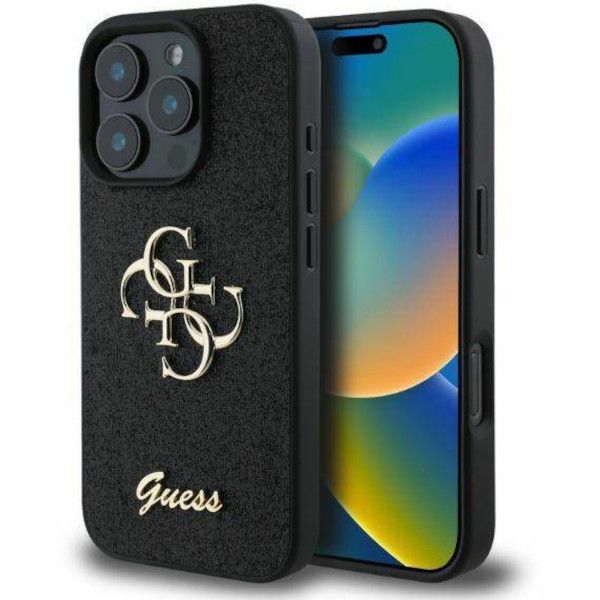 Case Guess iPhone 16 Pro Max Hardcase Fixed Glitter Big 4G (GUHCP16XHG4SGK) Black
