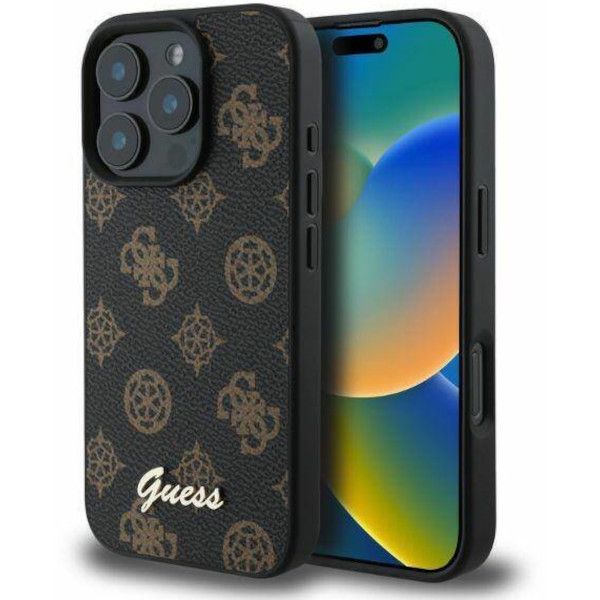 Case Guess iPhone 16 Pro Hardcase Peony Script MagSafe (GUHMP16LPGPYSK) Black