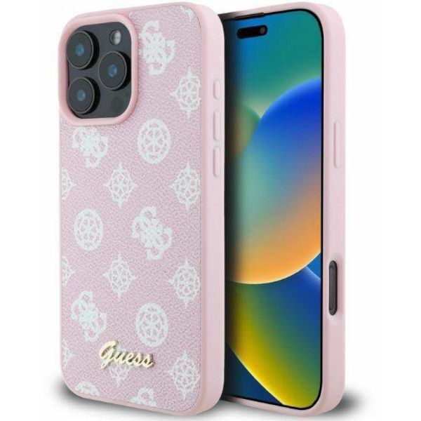 Case Guess iPhone 16 Pro Max Hardcase Peony Script MagSafe (GUHMP16XPGPYSP) Pink