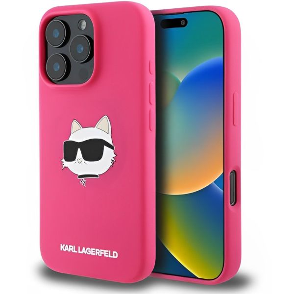 Coque Karl Lagerfeld iPhone 16 Pro Max Hardcase Silicone Choupette Head Print MagSafe (KLHMP16XSCHPPLF) Fuchsia
