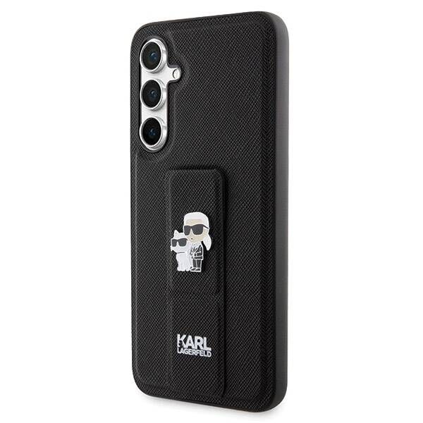 Case Karl Lagerfeld KLHCS23FEGSAKCPK Samsung Galaxy S23 FE S711 black hardcase Gripstand Saffiano Karl&Choupette Pins