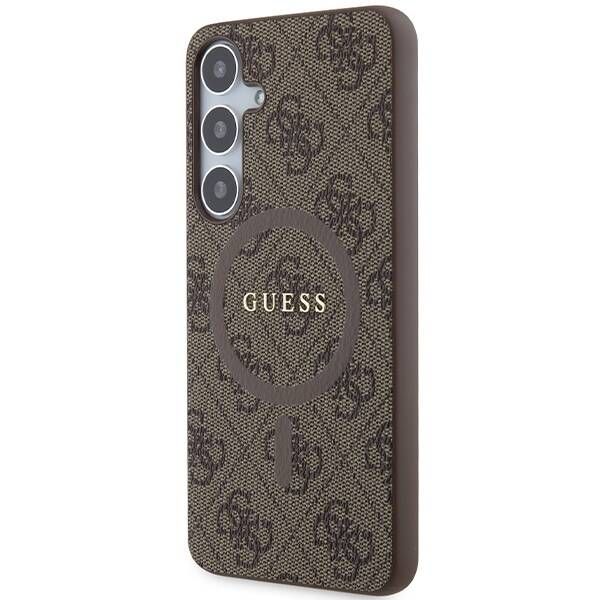 Coque Guess Samsung Galaxy S24+ S926 marron hardcase 4G Collection Leather Metal Logo MagSafe