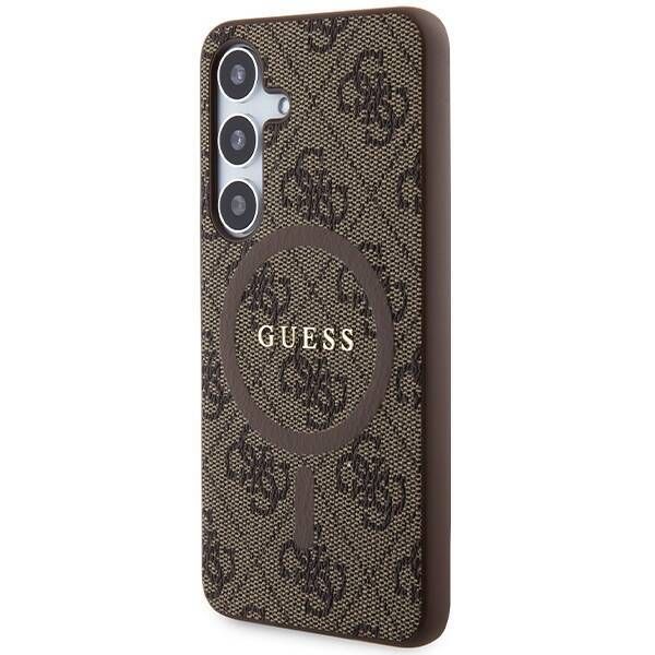 Coque Guess Samsung Galaxy S24 S921 marron hardcase 4G Collection Leather Metal Logo MagSafe