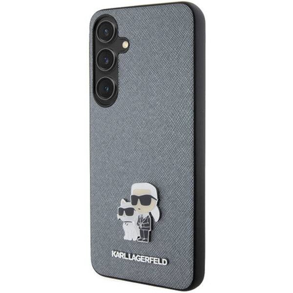 Coque Karl Lagerfeld KLHCS24MPSAKCMPG Samsung Galaxy S24+ S926 hardcase gris Saffiano Karl & Choupette Metal Pin