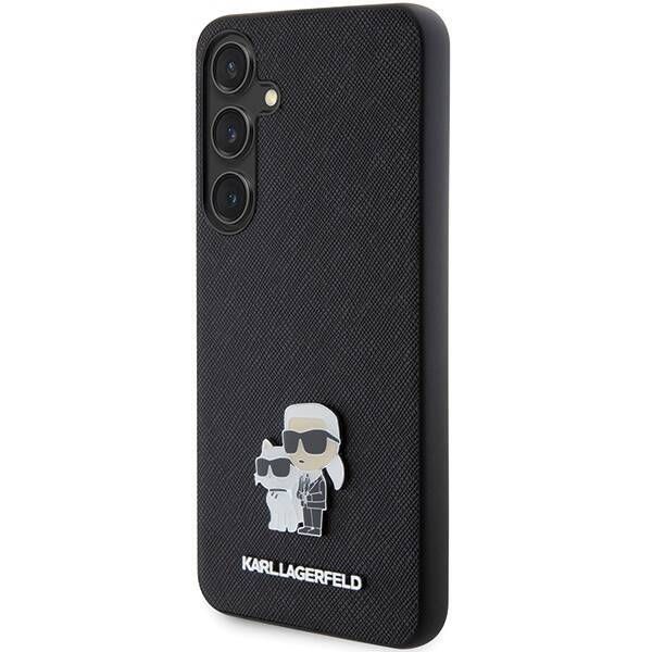 Coque Karl Lagerfeld KLHCS24SPSAKCMPG Samsung Galaxy S24 S921 hardcase noir Saffiano Karl & Choupette Metal Pin
