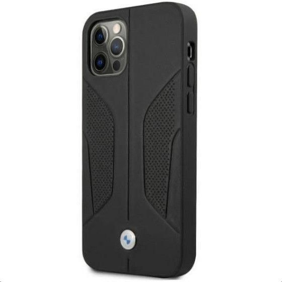 Coque BMW iPhone 12/12 Pro 6,1" noir hardcase Leather Perforate Sides