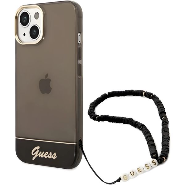 Coque Guess iPhone 14/15/13 6.1" noir hardcase Translucent Pearl Strap