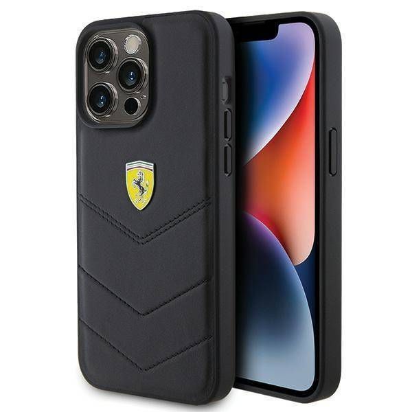 Coque Ferrari iPhone 15 Pro Max 6.7" noir hardcase Quilted Metal Logo
