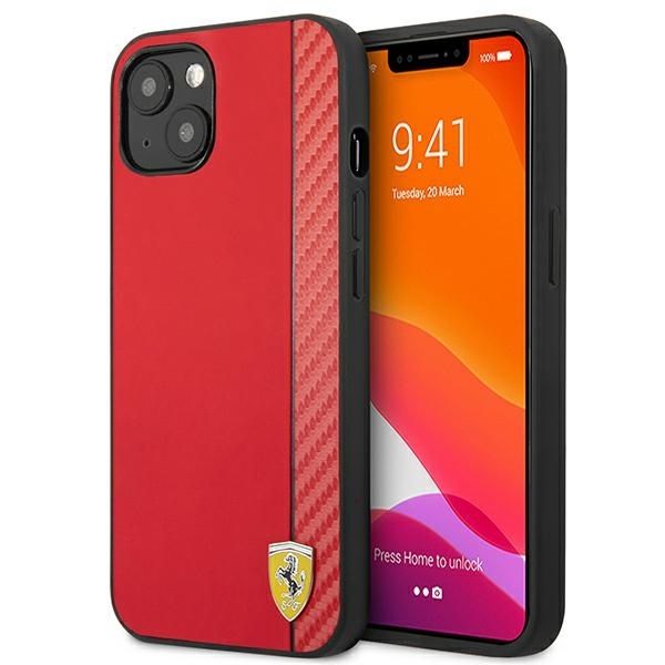 Coque Ferrari FESAXHCP13SRE iPhone 13 mini 5,4" rouge hardcase On Track Carbon Stripe