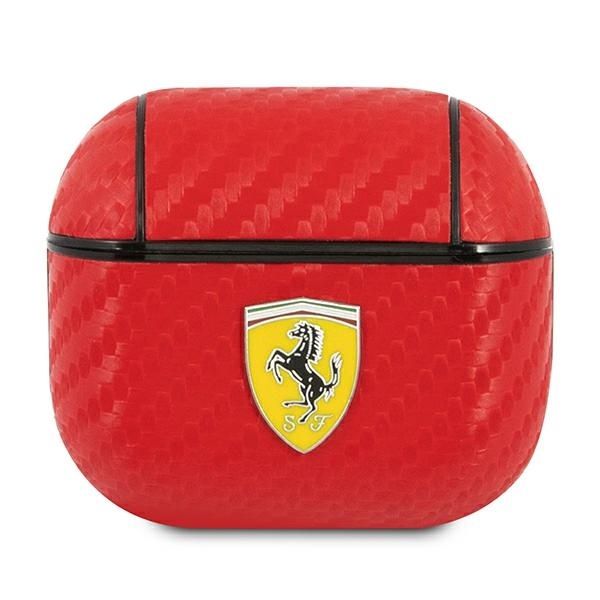 Coque Ferrari FESA3CARE AirPods 3 couverture rouge On Track PU Carbon