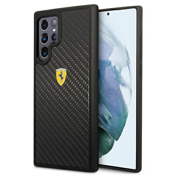 Coque Ferrari FEHCS22LFCAK S22 Ultra S908 noir hardcase On Track Real Carbon