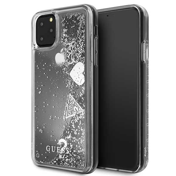Coque Guess GUHCN65GLHFLSI iPhone 11 Pro Max silver hard case Glitter Hearts