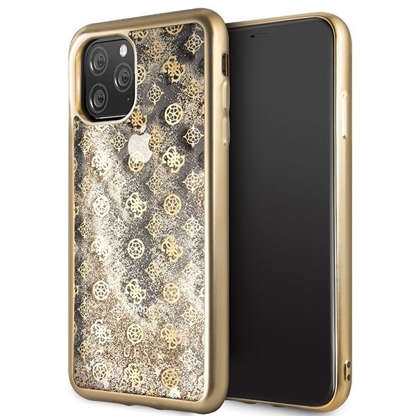 Coque Guess GUHCN65PEOLGGO iPhone 11 Pro Max gold hard case 4G Peony Liquid Glitter