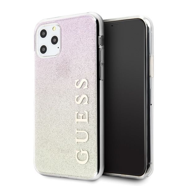 Coque Guess GUHCN65PCUGLGPI iPhone 11 Pro Max gold pink hard case Gradient Glitter