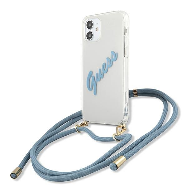 Coque Guess GUHCP12SCRTVSBL iPhone 12 mini 5,4" blue hardcase Script Vintage