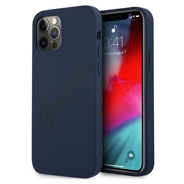Coque Guess GUHCP12LLSVSBL iPhone 12 Pro Max 6,7" blue hardcase Script Vintage