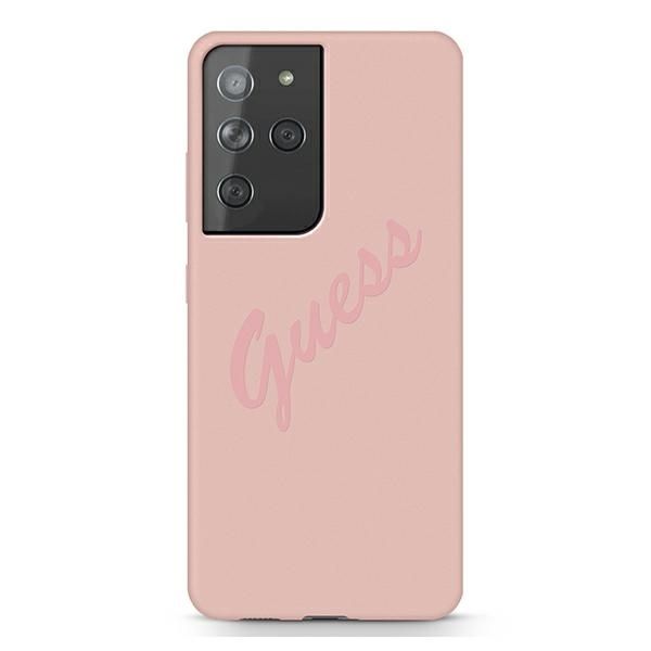 Coque Guess GUHCS21LLSVSPI S21 Ultra G998 pink hardcase Script Vintage