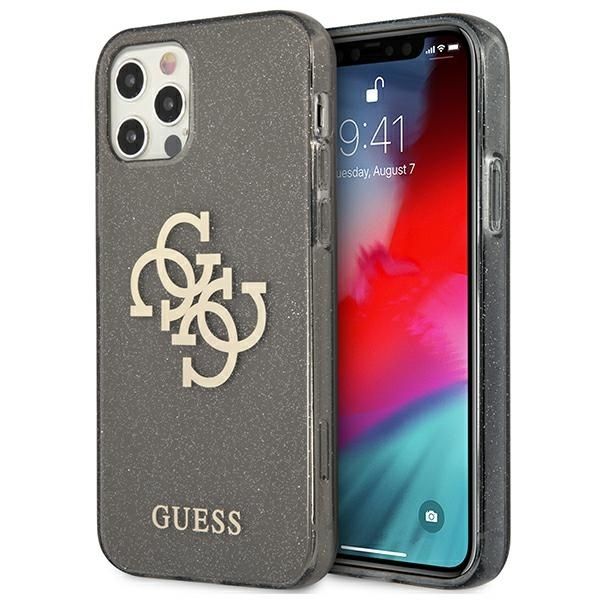 Coque Guess GUHCP12LPCUGL4GBK iPhone 12 Pro Max 6,7" black hard case Glitter 4G Big Logo