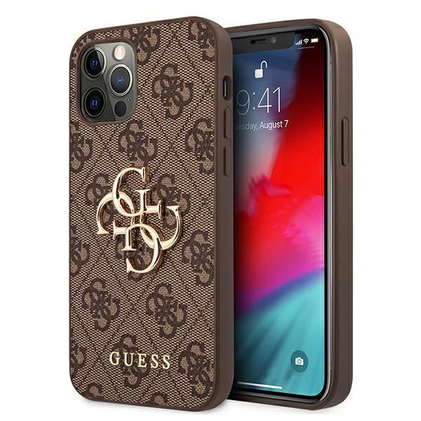 Case Guess GUHCP12M4GMGBR iPhone 12/12 Pro 6,1" brown hardcase 4G Big Metal Logo