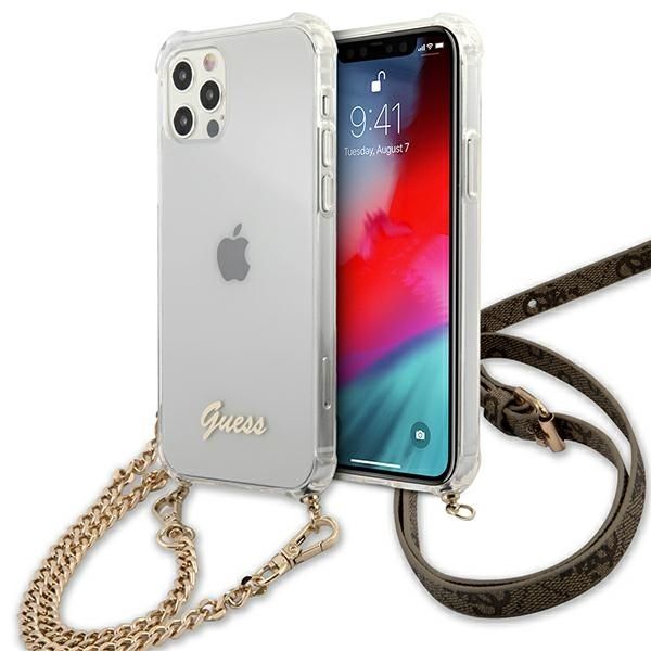 Case Guess GUHCP12MKC4GSGO iPhone 12/12 Pro 6,1" Transparent hardcase 4G Gold Chain