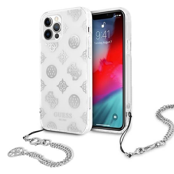 Coque Guess GUHCP12LKSPESI iPhone 12 Pro Max 6,7" silver hardcase Peony Chain Collection