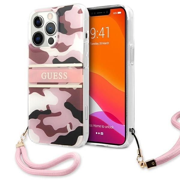 Coque Guess GUHCP13XKCABPI iPhone 13 Pro Max 6,7" pink hardcase Camo Strap Collection
