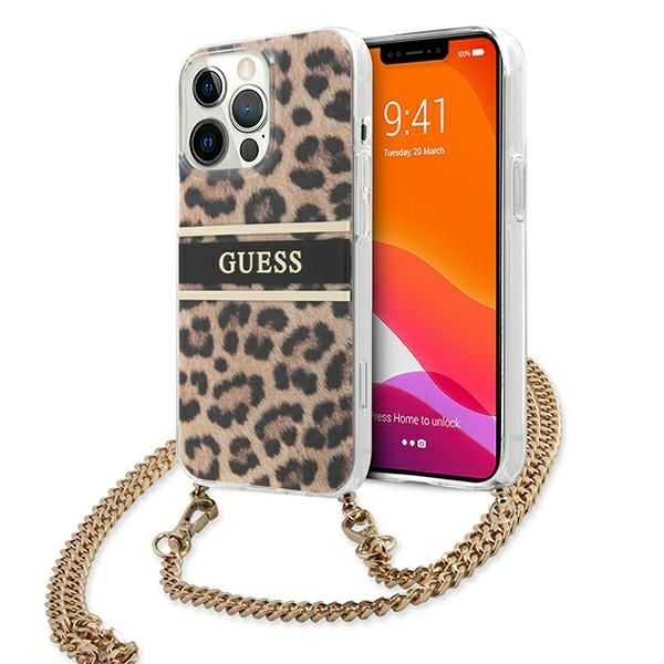 Coque Guess GUHCP13LKBCLE iPhone 13 Pro / 13 6,1" Leopard hardcase Gold Strap