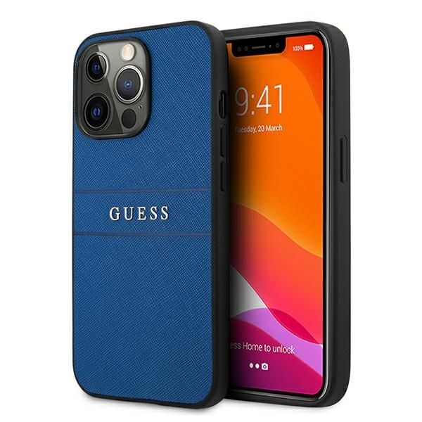 Coque Guess GUHCP13XPSASBBL iPhone 13 Pro Max 6,7" blue Saffiano Strap