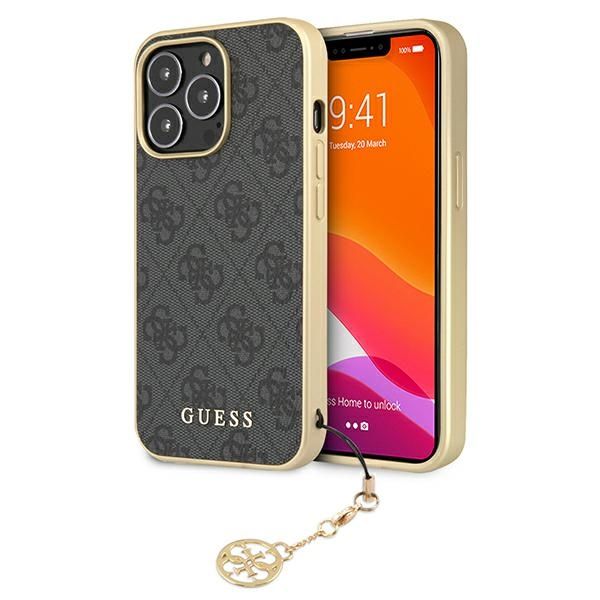 Case Guess GUHCP13XGF4GGR iPhone 13 Pro Max 6,7" grey hardcase 4G Charms Collection