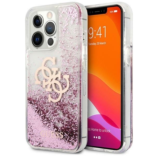 Coque Guess GUHCP13XLG4GPI iPhone 13 Pro Max 6,7" pink hardcase 4G Big Liquid Glitter