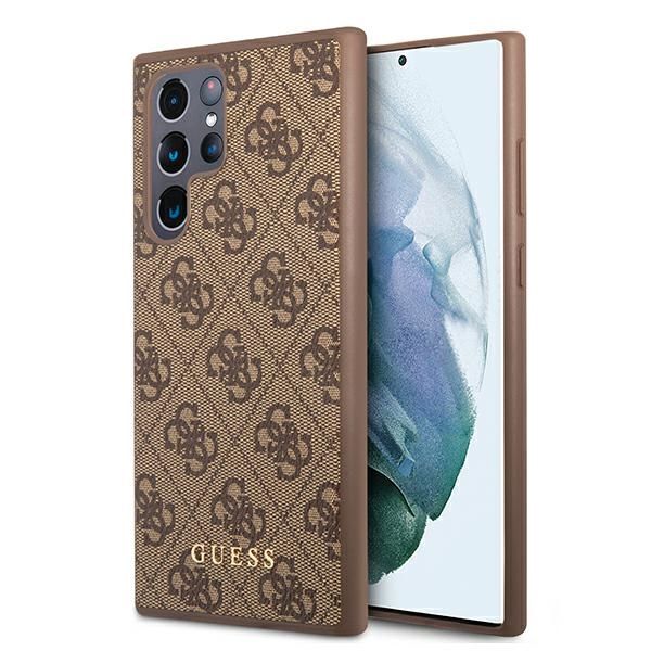 Coque Guess GUHCS22LG4GFBR S22 Ultra S908 brown hard case 4G Metal Gold Logo