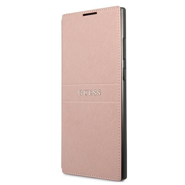 Coque Guess GUBKS22LPSASBPI S22 Ultra S908 pink book Saffiano Stripes