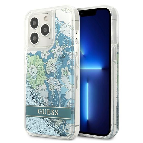 Coque Guess GUHCP13XLFLSN iPhone 13 Pro Max 6,7" green hardcase Flower Liquid Glitter