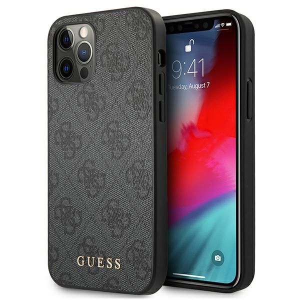 Case Guess GUHCP12MG4GFGR iPhone 12 / 12 Pro 6,1" grey hard case 4G Metal Gold Logo