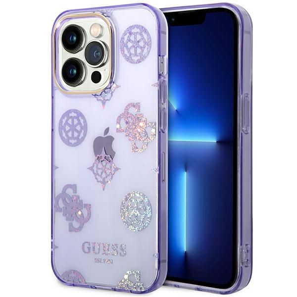 Coque Guess GUHCP14LHTPPTL iPhone 14 Pro 6,1" lilac hard case Peony Glitter