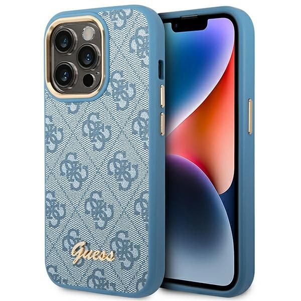 Coque Guess GUHCP14XHG4SHB iPhone 14 Pro Max 6,7" blue hard case 4G Vintage Gold Logo