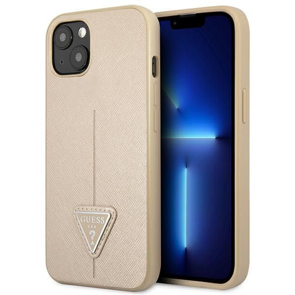 Coque Guess GUHCP14SPSATLE iPhone 14 / 15 / 13 6.1" beige hardcase SaffianoTriangle Logo