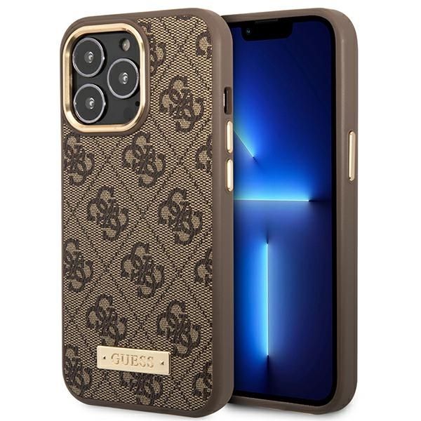 Coque Guess GUHMP14XU4GPRW iPhone 14 Pro Max 6,7" brown hard case 4G Logo Plate MagSafe