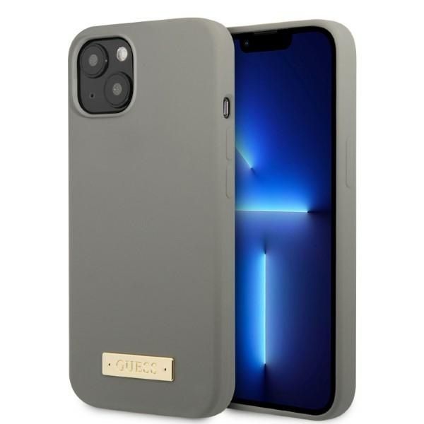 Case Guess GUHMP13SSPLG iPhone 13 mini 5,4" grey hard case Silicone Logo Plate MagSafe